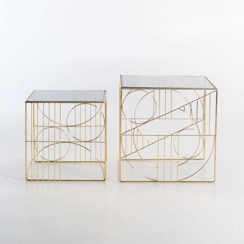 ARES SET OF 2 GLASS TOP TABLES