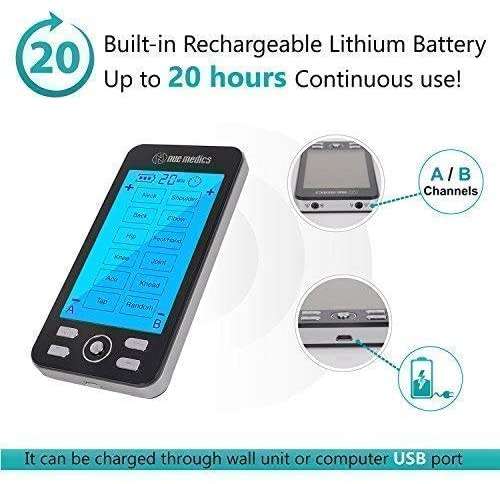 Tens Unit Machine Pulse Massager 24 Massage Modes Rechargeable Muscle Stimulator Device with 6 Large