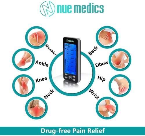 Tens Unit Machine Pulse Massager 24 Massage Modes Rechargeable Muscle Stimulator Device with 6 Large