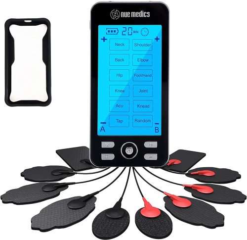 Tens Unit Machine Pulse Massager 24 Massage Modes Rechargeable Muscle Stimulator Device with 6 Large