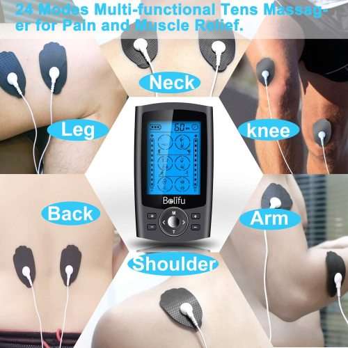 Belifu Dual Channel TENS EMS Unit 24 Modes Muscle Stimulator for Pain Relief Therapy, Electronic Pul