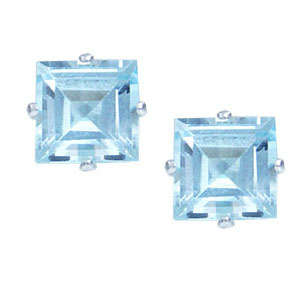 1.6 CaratGenuine Blue Topaz Sterling Silver 92.5 Stud Earrings.