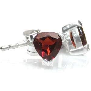 Genuine Garnet Sterling Silver 925 Stud Earrings