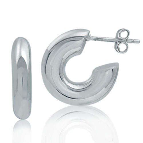 4x17 mm 925 Sterling Silver C-Hoop Earrings