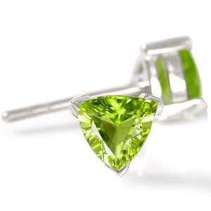 One Carat Genuine Peridot Sterling Silver 925 Earrings