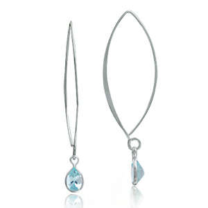 Genuine Sky Blue Topaz Drop 925 Sterling Silver Threader Earrings