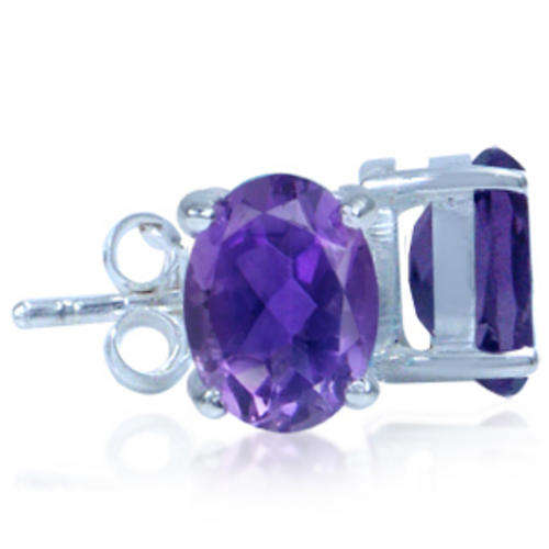 Sjoe!! Genuine 2 Carat African Amethyst 925 Sterling Silver Stud Earrings.