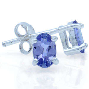 Manufactured Tanzanite Sterling Silver 925 Stud Earrings