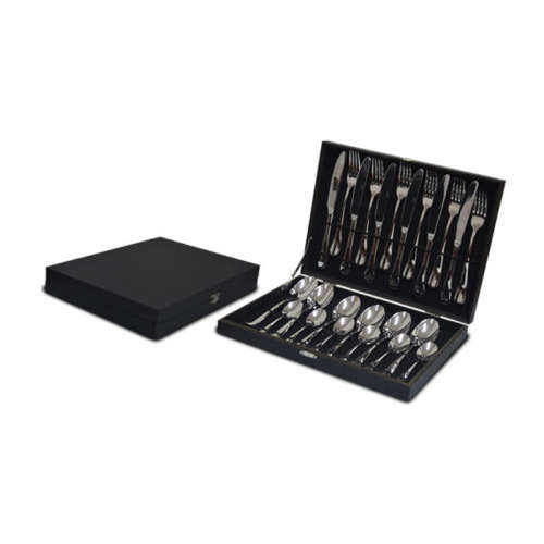 24 Piece cutlery set in black casing