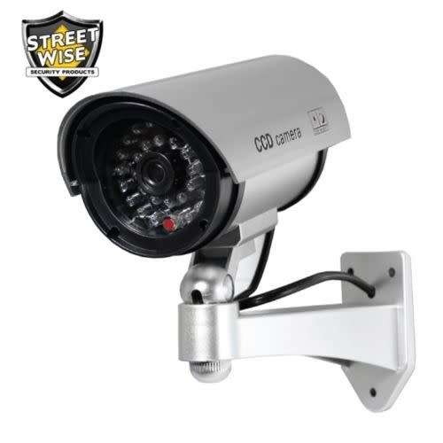 Street Wise Realistic Looking Dummy Surveillance Camera & Mounting Kit Silver