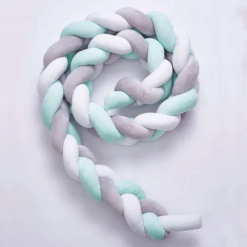 Baby Crib Cot Bumper Braid Pillow Plush Knot Cushion