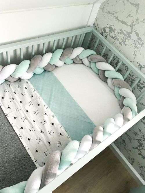 Baby Crib Cot Bumper Braid Pillow Plush Knot Cushion