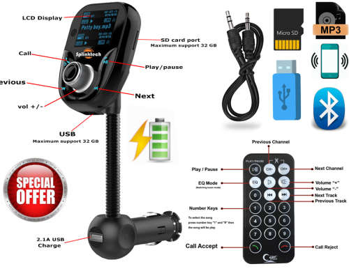 Wireless Bluetooth Car FM Transmitter Radio MP3 Player USB Charger Handsfree Kit