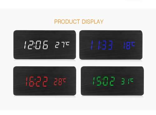 LED Wooden Alarm Clock