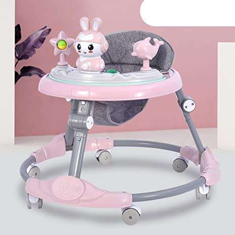 Baby Walker Multi-Function Anti-Rollover Anti-O-Leg Can Sit And Fold - Pink