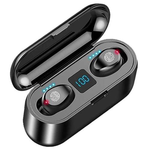 F9 TWS V5.0 Touch Control Binaural Wireless Bluetooth Headset with Charging Case and Digital Display