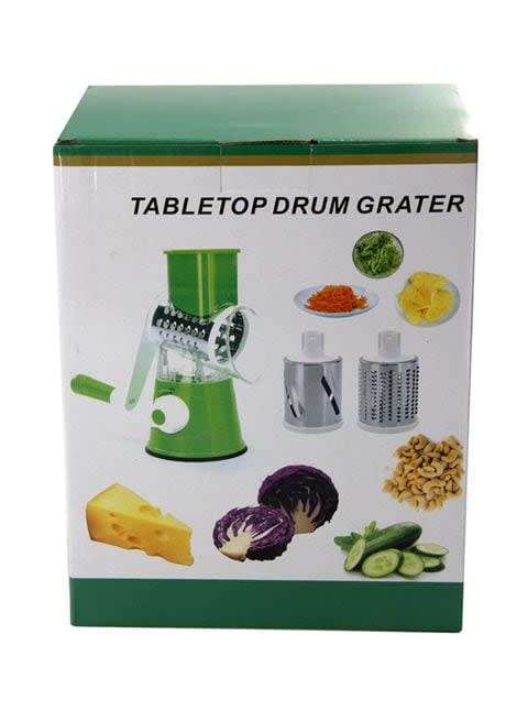 Multifunctional Shredder Tabletop Drum Grater with 3 Interchangeable Drums (Red)