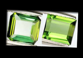 2 STRIKING NATURAL GREEN TOURMALINES!! AT 0.87ct & 0.62ct / VVS