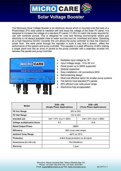 Solar Voltage Booster MicroCare SVB-350