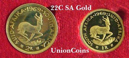 GOLD R1 & GOLD R2 - 1969 LONG PROOF SET  IN ORIGINAL SAMINT CASE !! 22C Fine Gold !!