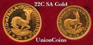 GOLD R1 & GOLD R2 - 1970 LONG PROOF SET  IN ORIGINAL SAMINT CASE !! 22C Fine Gold !!