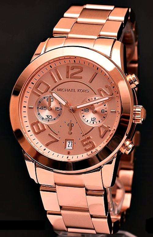 New Ladies Michael Kors Mercer Rose Gold-Tone Chronograph Watch