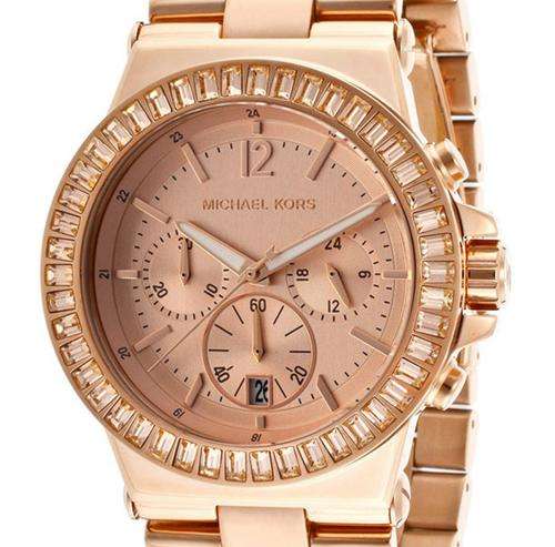 Ladies Michael Kors Dylan Rose-Gold Tone Chronograph Watch