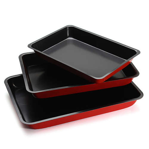 Set Of 3 Non Stick Deep Roasting Oven Baking Tins Trays