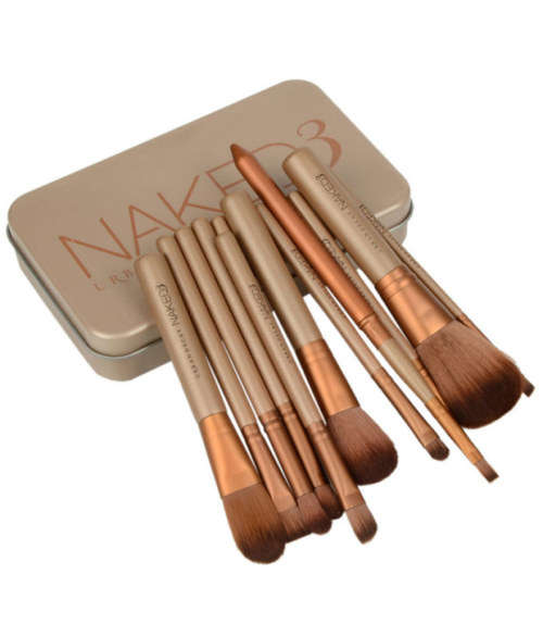 Urban Decay Naked3 Cosmetic Makeup Brush Set with Storage Box - 12 Piece Set