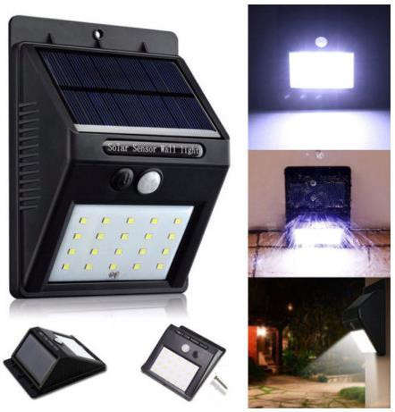 20 LED Solar Powered PIR Motion Sensor Security Wall Garden Light Lamp Outdoo