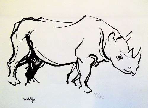 Zakkie Eloff, Rhinos Studio made pulication with three hand printed silkscreens. Studio stamped.