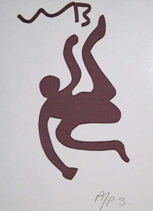 Walter Battiss ICARUS. Hand printed silkscreen.Signed in the stencil.  120mm x 88mm