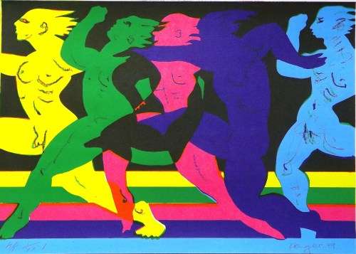 Braam Kruger. Hand printed silkscreen, signed in pencil.