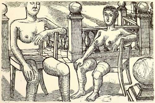 Alexander Podlashuc. TWO WOMEN. Hand printed wood engraving. Pencil signed. A3.