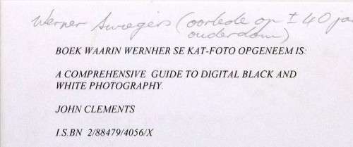 Werner Swiegers. CAT. Hand printed photo, pen signed, numbered e.a. in letteraset.