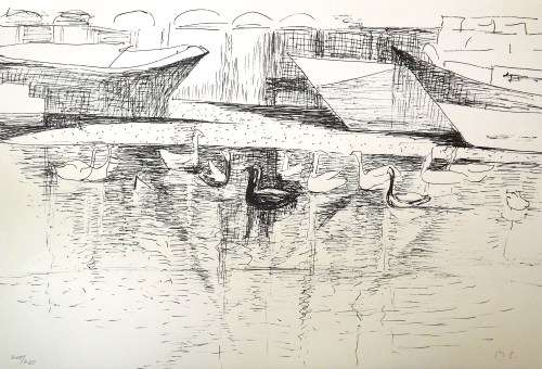 Maud Sumner SEINE. Heidelberg press printed litho. Pencil signed, M.S. and numbered. A3.