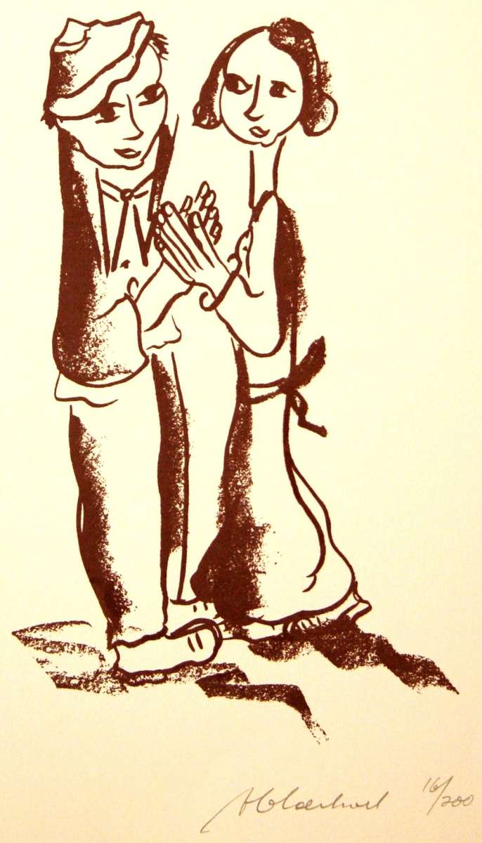 FRANS CLAERHOUT. VERLIEFDES. A4. Hand printed silkscreen. Limited Edition. Signed.