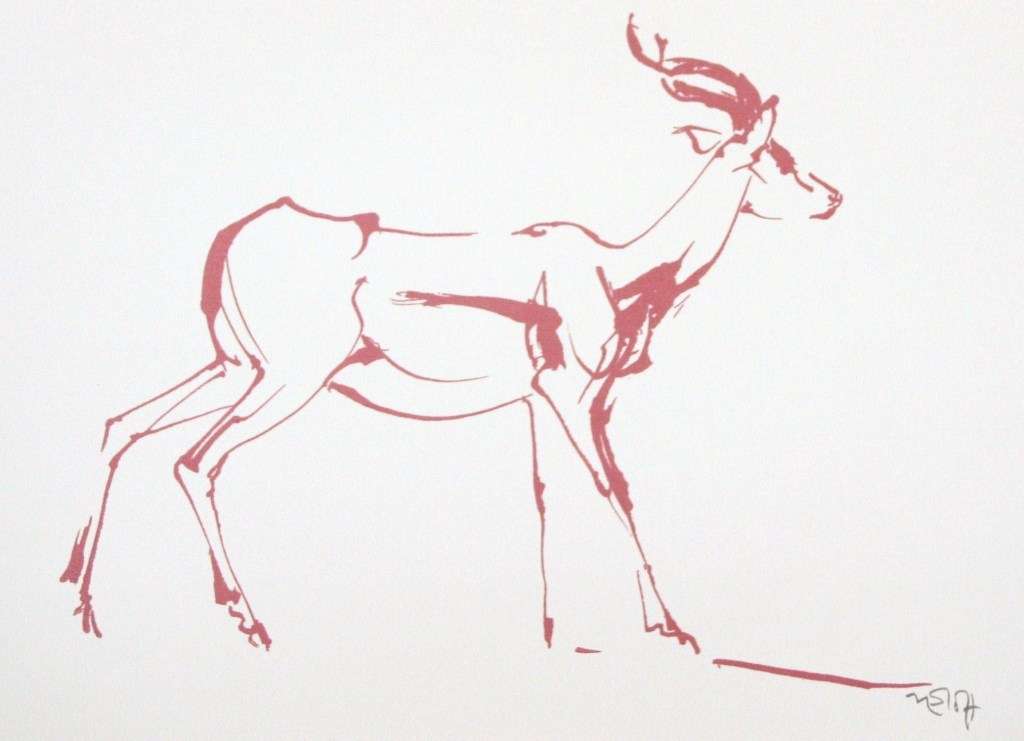 ZAKKIE ELOFF. ROOIBOK. A3. Hand printed silkscreen. Limited number. Pencil signed.