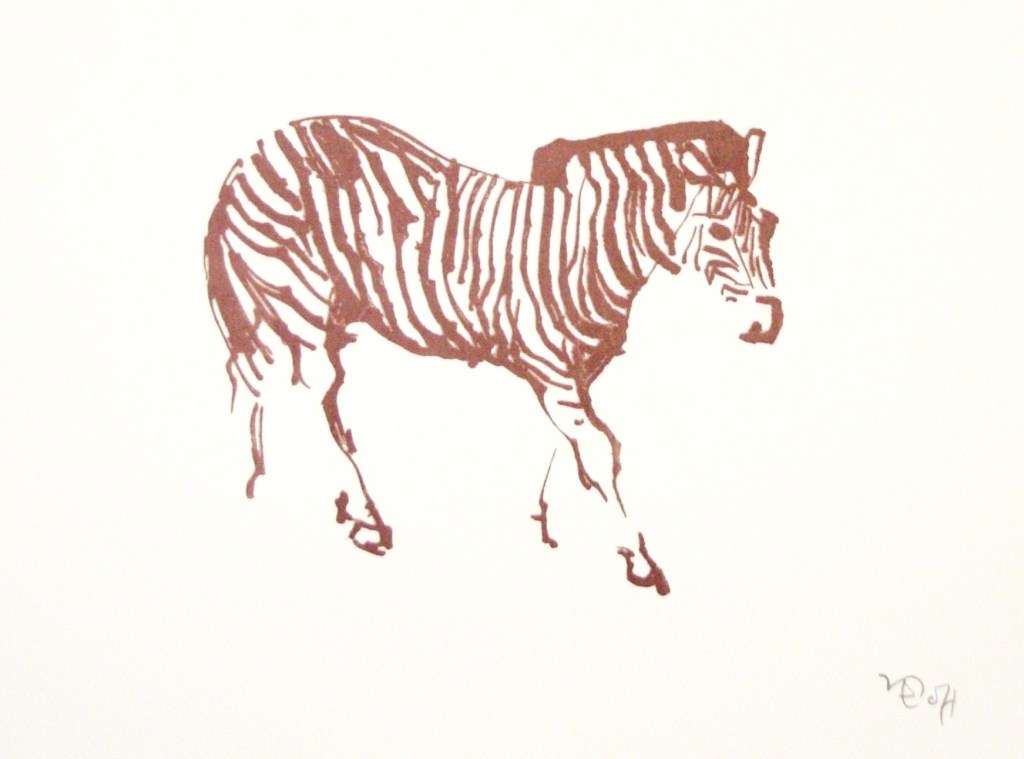 ZAKKIE ELOFF. ZEBRA. A3. Hand printed silkscreen. Limited number. Pencil signed.