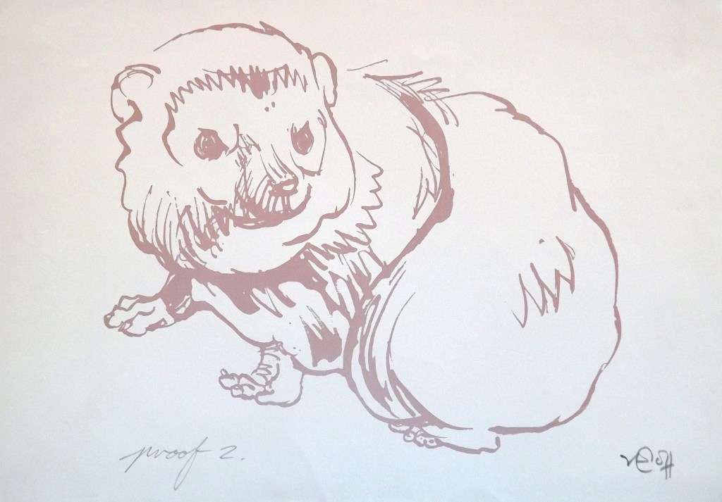 ZAKKIE ELOFF. DASSIE. A4. Hand printed silkscreen. Limited Edition. Signed.