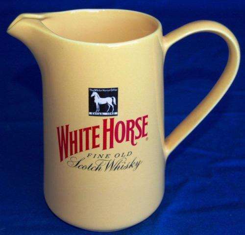 White Horse & Long John Water Jugs - White Horse Jug is 180mm High - Free Bottle Stopper.