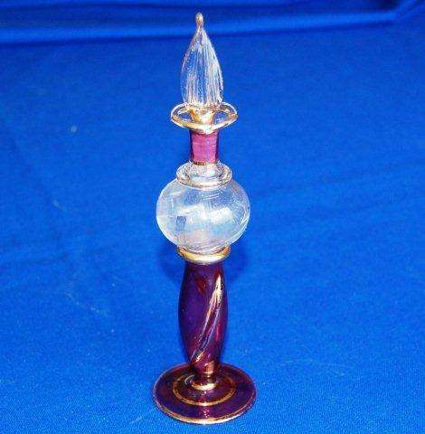 Stunning Vintage Egyptian Glass Perfume Bottle with glass applicator - Height 175mm