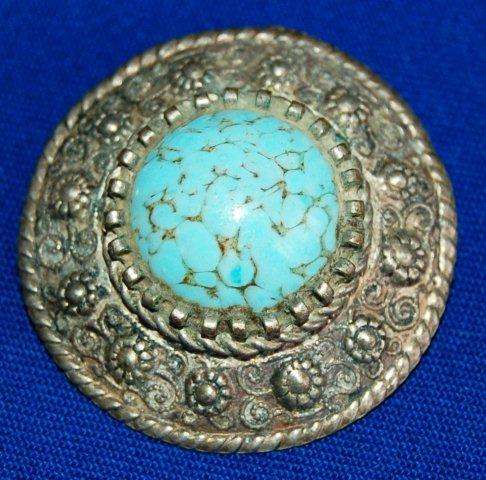 Vintage Turquiose Brooch - Diameter 40mm