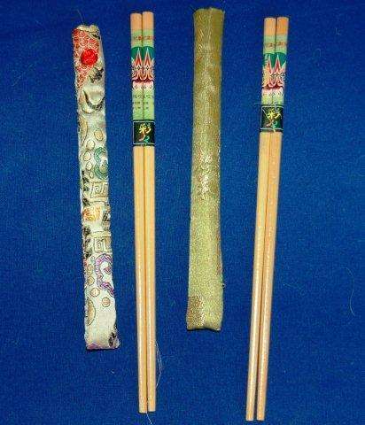 10 Pairs of Wooden Chopsticks - 2 Pairs in Silk Cases - See all Pictures below.