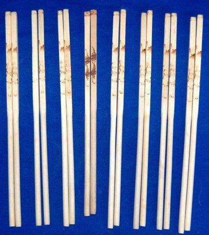 10 Pairs of Wooden Chopsticks - 2 Pairs in Silk Cases - See all Pictures below.