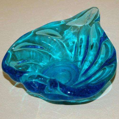 Attractive Blue Glass Ashtray - Length 170mm Width 150mm