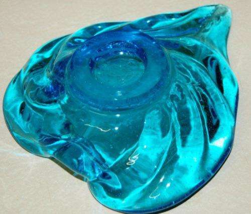 Attractive Blue Glass Ashtray - Length 170mm Width 150mm