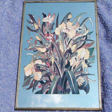 Attractive Mirror with Flower Motif - Slight Tarnishing on the frame - 460mm X 305mm