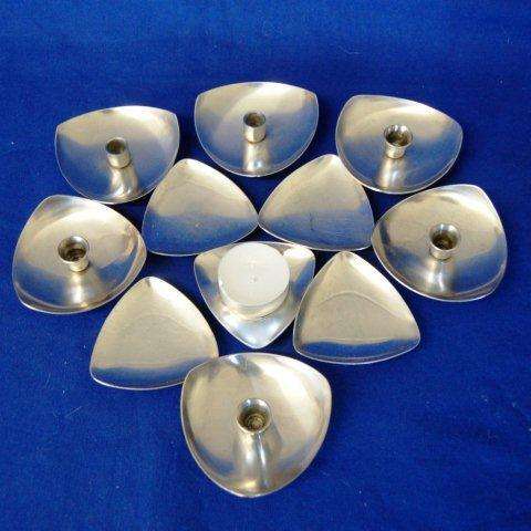11 Stainless Steel Candle Holders (5 for T Lights & 6 For Thin Candles) Bases Dia 77mm