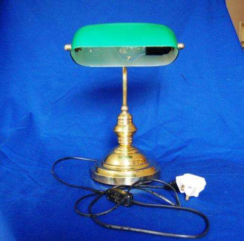 Bankers Lamp in good working order. - Height 370 mm Shade width 225 mm